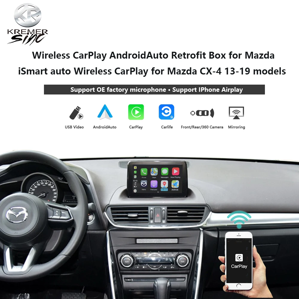 Беспроводная Модифицированная коробка CarPlay для автомобиля на базе Android Mazda iSmart