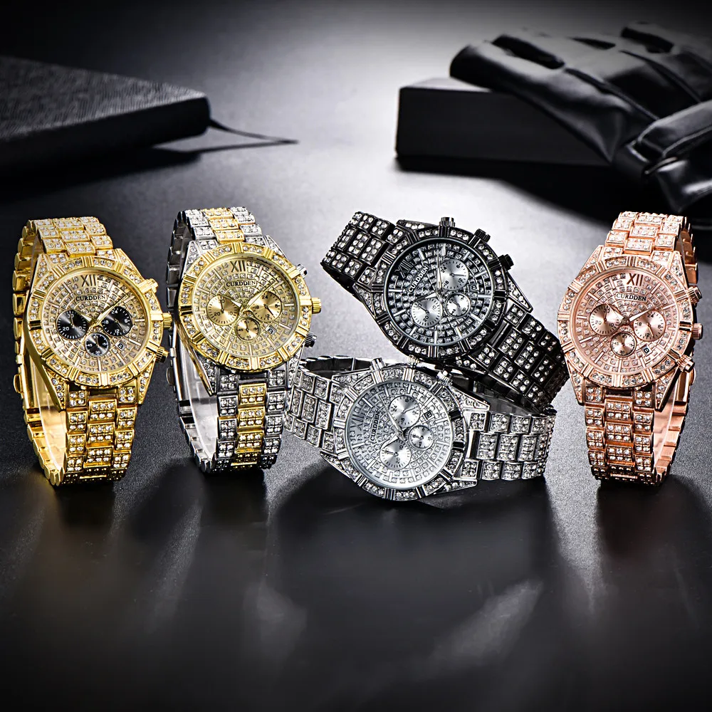 CURDDEN Diamond Watch Man Business Luxury Full Of Diamonds Steel Belt Rose Gold Quartz WristWatch Relogio Masculino
CURDDEN Diamond Watch Man Business Luxury Full Of Diamonds Steel Belt Rose Gold Quartz WristWatch Relogio Masculino