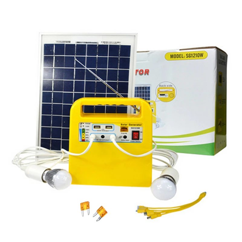 10W 12V USB Charger Home System Solar Power Panel Generator Kit with Multifunction Radio & 2 LED Bulbs Light Emergency Lighting
10W 12V USB Charger Home System Solar Power Panel Generator Kit with Multifunction Radio & 2 LED Bulbs Light Emergency Lighting
