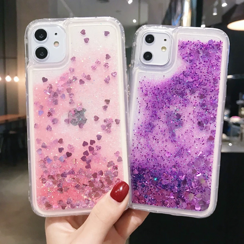 Розовые блестящие Чехлы для iphone 6s 7 8plus X XSmax 11 11pro прозрачный мягкий силиконовый