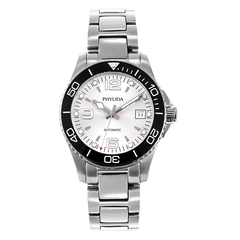 NEW 40mm Automatic Sport Diver Watch Silver Fashion Dial Japan Miyota New Conquest Style Luminous Sapphire Crystal Phylida
NEW 40mm Automatic Sport Diver Watch Silver Fashion Dial Japan Miyota New Conquest Style Luminous Sapphire Crystal Phylida