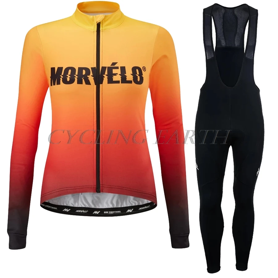 Женский комплект из Джерси с длинным рукавом Morvelo велосипедная одежда для