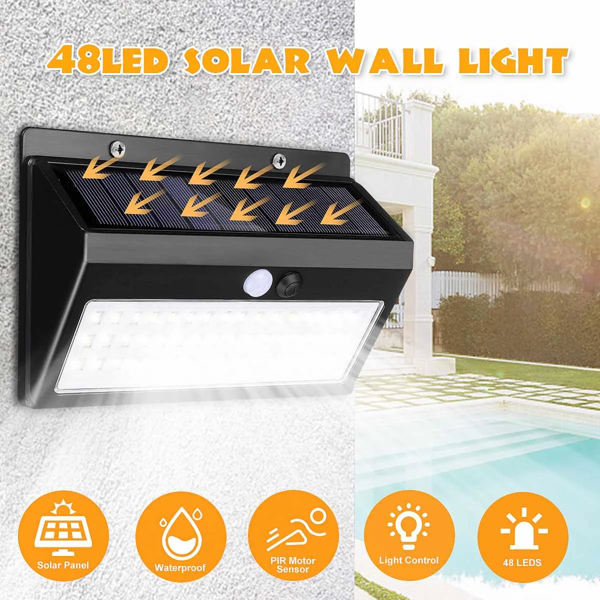 Solar LED Light With Motion Sensor 3Modes Outdoor Lighting For Garden 48LED Solar Lamps Waterproof Wall Solar Powered Lamp
Solar LED Light With Motion Sensor 3Modes Outdoor Lighting For Garden 48LED Solar Lamps Waterproof Wall Solar Powered Lamp