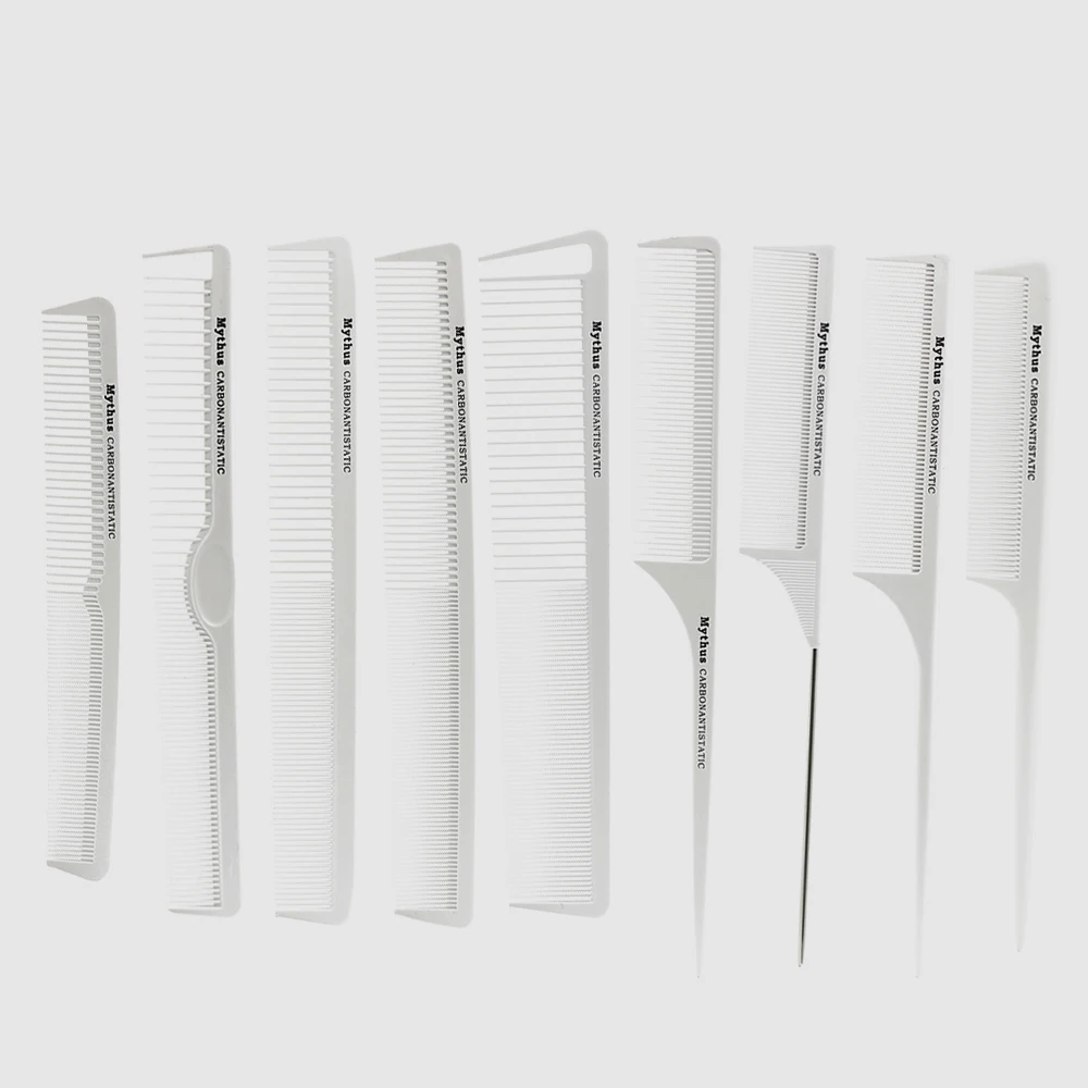 

Mythus 10 Deisgns White Hairdressing Carbon Comb For Haircut Barber Metal Tail Comb Hairstylist Teasing Comb Hairdresser Tools