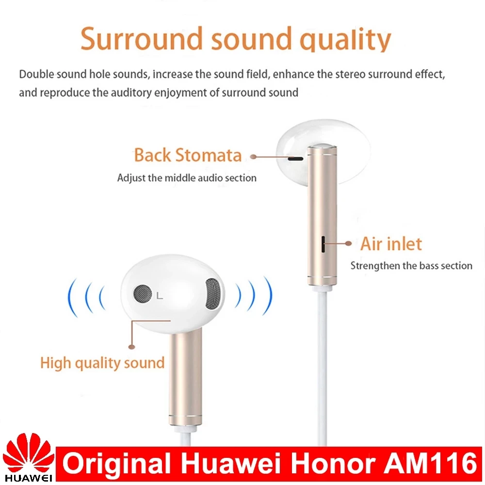 For Huawei 3.5mm Earphone Honor AM116 Headset Mic for HUAWEI P7 P8 P9 Lite P10 Plus 5X 6X Mate 7 8 9 smartphone | Компьютеры и офис