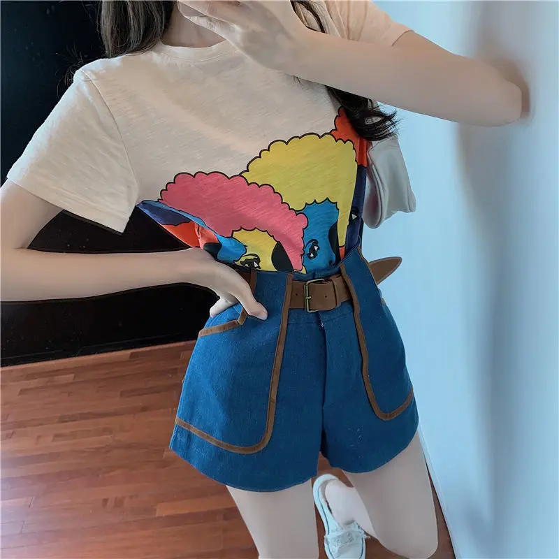 Casual Cartoon 2pcs Set Korean style plus size summer Women shirt+ pants Solid Tops Vintage pants Sets Elegant
Casual Cartoon 2pcs Set Korean style plus size summer Women shirt+ pants Solid Tops Vintage pants Sets Elegant