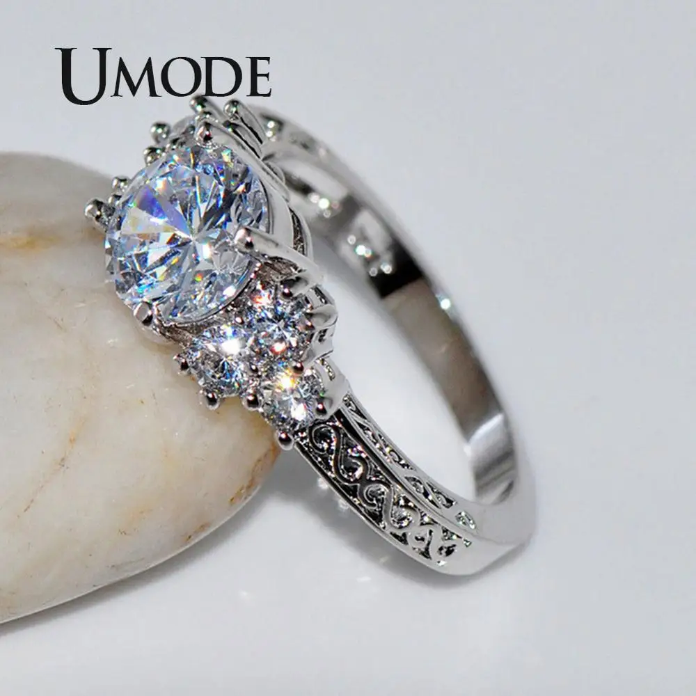UMODE Classic Engagement Rings for Wedding Bridal Femme Zircon Fashion Crystal Women Luxury Jewelry Party UR0530 | Украшения и