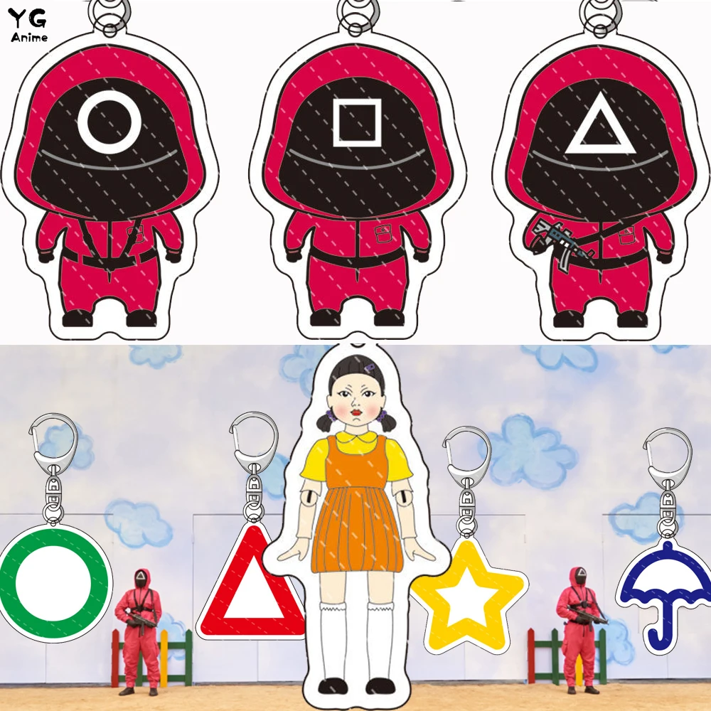 Squid Game Figure Keychain Acrylic Stand Korean dramas Triangle Square Circle Icon Cosplay Stand Cartoon Keyring Fans Gift Hot 
Squid Game Figure Keychain Acrylic Stand Korean dramas Triangle Square Circle Icon Cosplay Stand Cartoon Keyring Fans Gift Hot