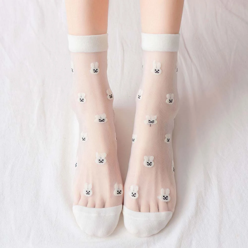 Summer Transparent Crystal Silk Socks Funny Animal Cat Rabbit Frog Pattern Silk Women Socks Thin Novelty Harajuku Cute Socks
Summer Transparent Crystal Silk Socks Funny Animal Cat Rabbit Frog Pattern Silk Women Socks Thin Novelty Harajuku Cute Socks