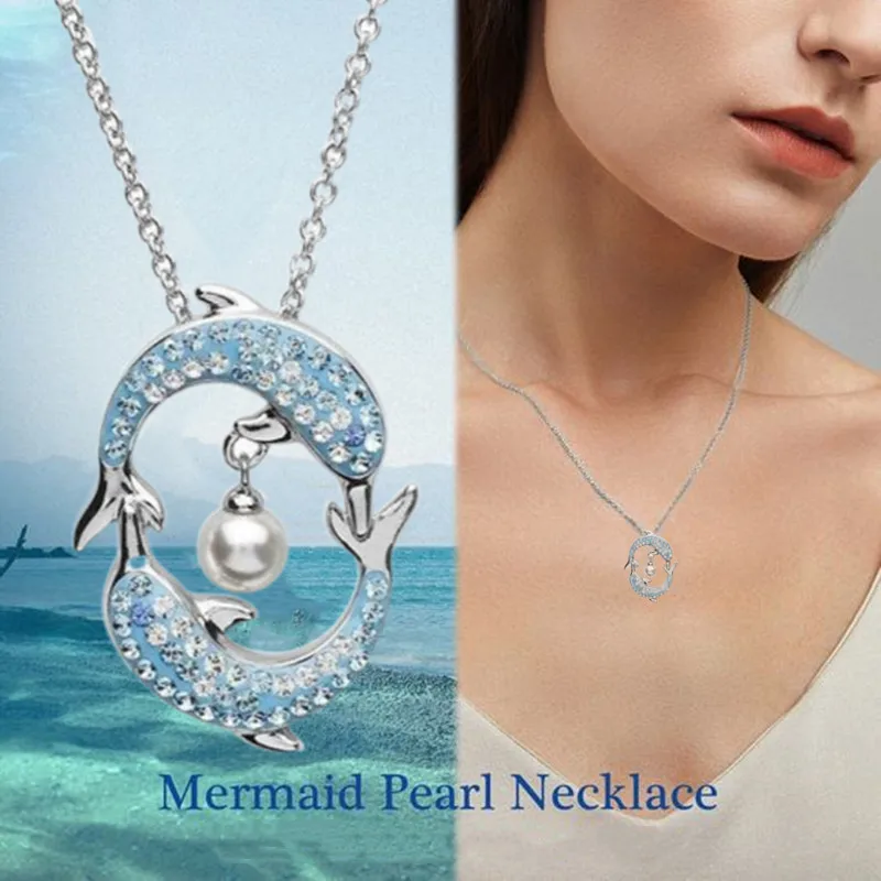 necklace for women бижутерия one Модное ожерелье с жемчугом и двойным дельфином Для океан
