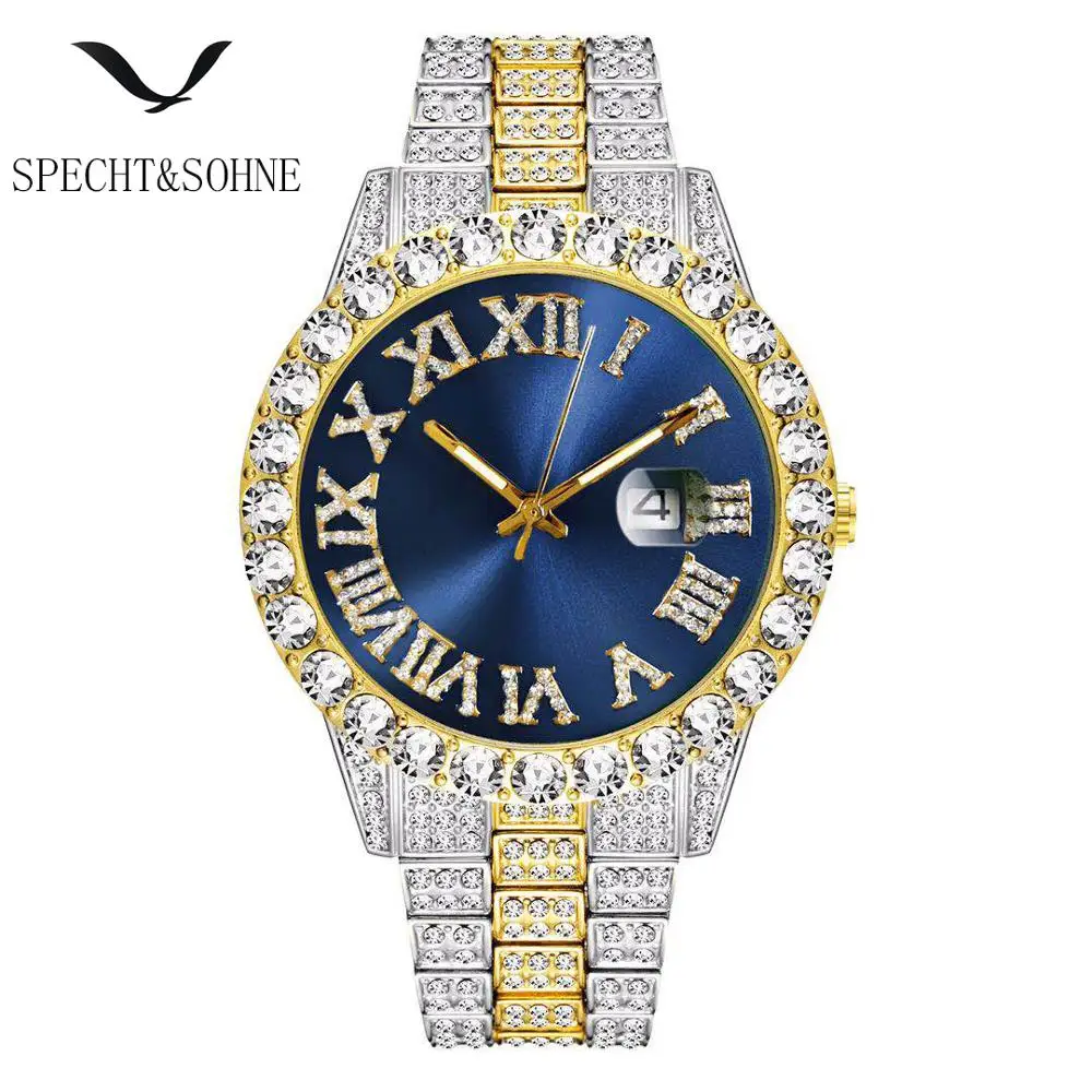2020 New Arrvial Mens Diamond Watch Iced Out Watches Blue Dial Gold Quartz Clock Role AAA Male Sport Wristwatch 30M Waterproof
2020 New Arrvial Mens Diamond Watch Iced Out Watches Blue Dial Gold Quartz Clock Role AAA Male Sport Wristwatch 30M Waterproof