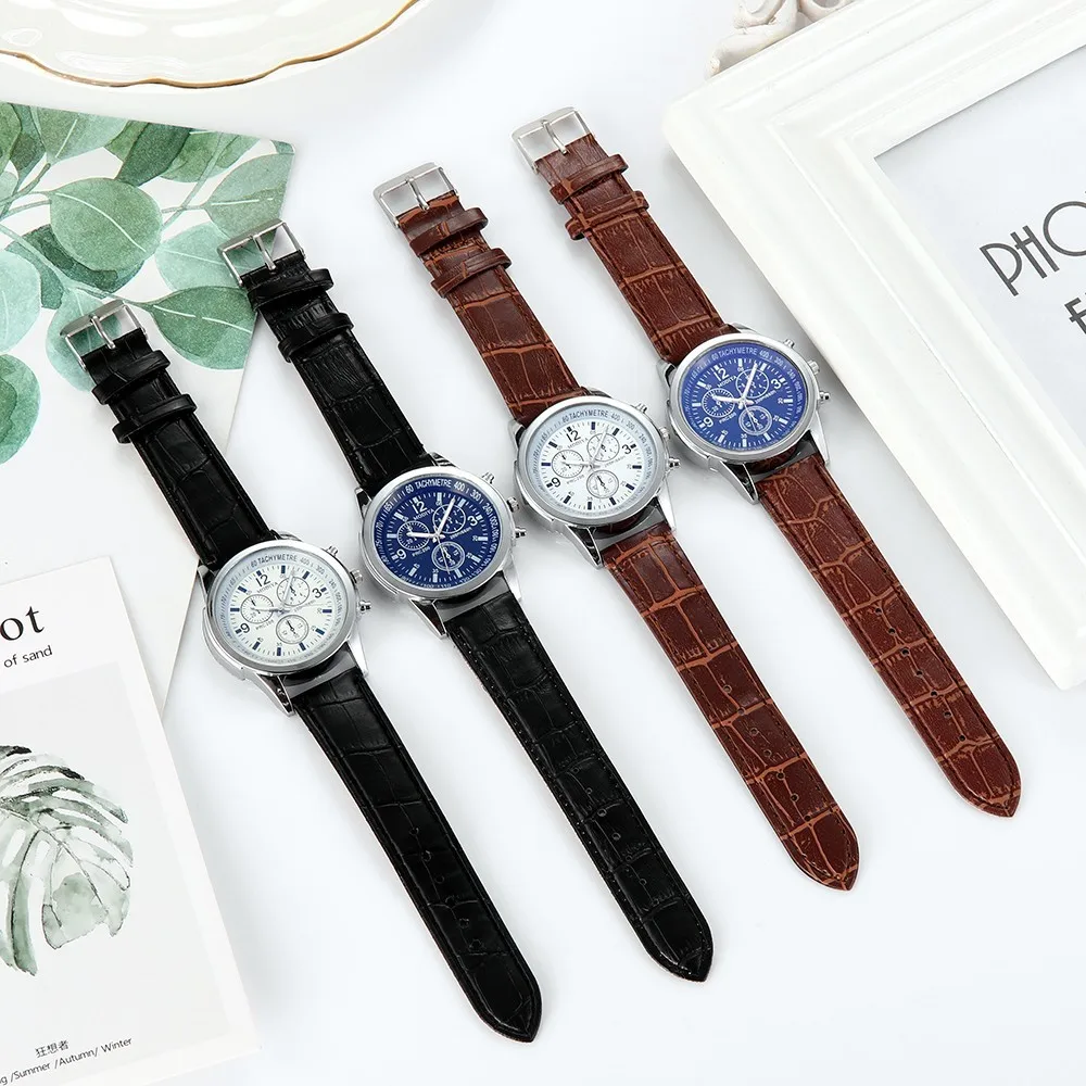 Men Fashion Sport Stainless Steel Case Leather Strap Waterproof Watches Quartz Blue-ray Glass Business Wristwatch Sport Clock 
Men Fashion Sport Stainless Steel Case Leather Strap Waterproof Watches Quartz Blue-ray Glass Business Wristwatch Sport Clock