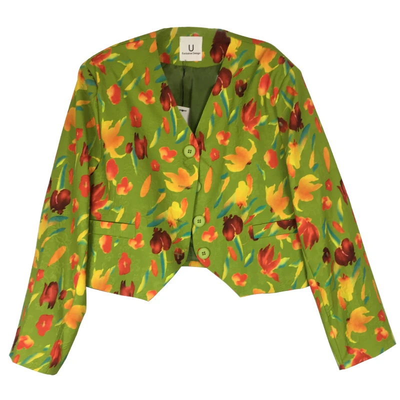 Женский хлопковый Блейзер, яркий блейзер с принтом и V-образным вырезом, новый дизайн на весну, 2021
Женский хлопковый Блейзер, яркий блейзер с принтом и V-образным вырезом, новый дизайн на весну, 2021