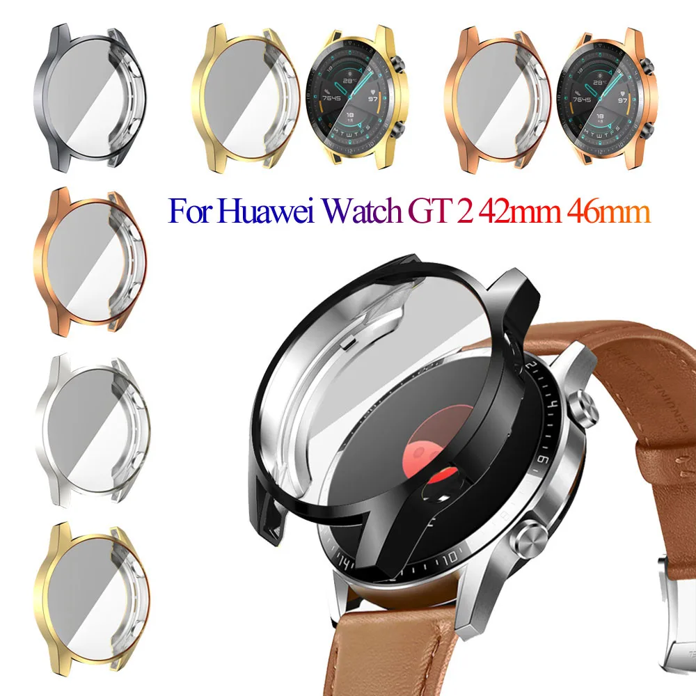 Чехол для часов из ТПУ с гальваническим покрытием Защитная пленка Huawei Watch GT 2 46 мм