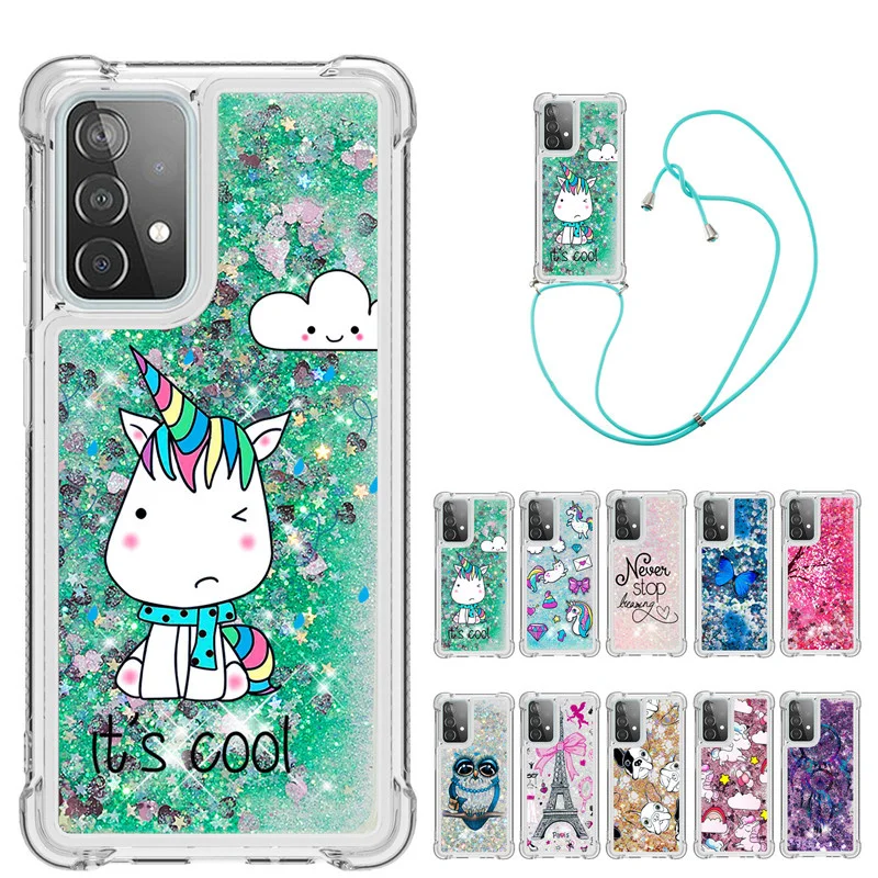 Strap Lanyard Cartoon Phone Case For Samsung Galaxy A42 A51 A52 A72 A71 5G M51 M31 F41 TPU Soft Glitter Liquid Back Cover Funda
Strap Lanyard Cartoon Phone Case For Samsung Galaxy A42 A51 A52 A72 A71 5G M51 M31 F41 TPU Soft Glitter Liquid Back Cover Funda