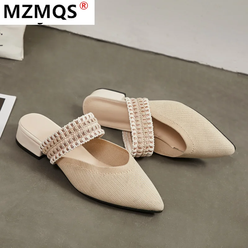 2021 New Women Slippers Spring Summer Weave Elastic Shoes Woman Mules Shoes Pointed Half Slippers Square Heel Outdoor Slippers
2021 New Women Slippers Spring Summer Weave Elastic Shoes Woman Mules Shoes Pointed Half Slippers Square Heel Outdoor Slippers