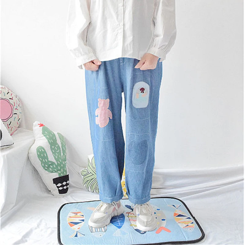 Harajuku Denim Wide Leg Pants Japanese Kpop Kawaii Heart Embroidery High Waist Soft Sister Summer Femme Cute Love Jeans Trousers
Harajuku Denim Wide Leg Pants Japanese Kpop Kawaii Heart Embroidery High Waist Soft Sister Summer Femme Cute Love Jeans Trousers