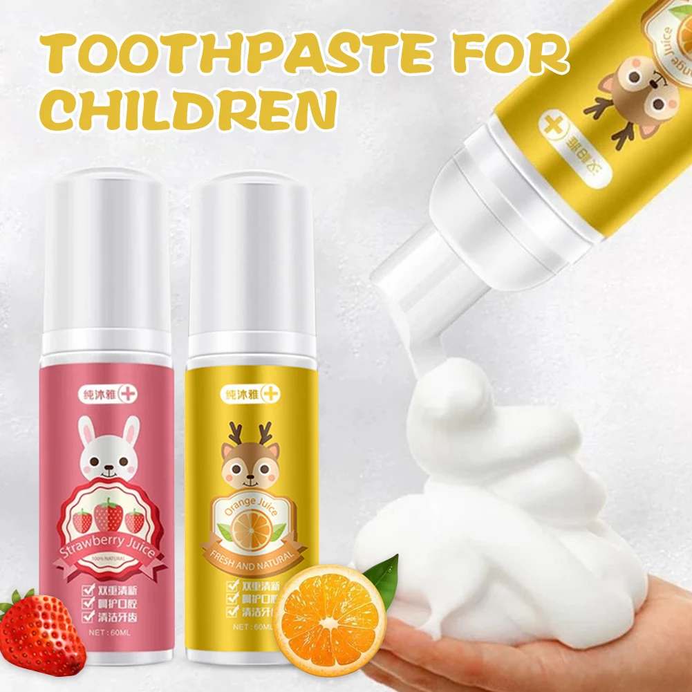 60ml Kids Foam Toothpaste Natural Formula Strawberry/Orange Flavor Foam Toothpaste Dental Care Oral Cleaning Tooth Care Tool
60ml Kids Foam Toothpaste Natural Formula Strawberry/Orange Flavor Foam Toothpaste Dental Care Oral Cleaning Tooth Care Tool