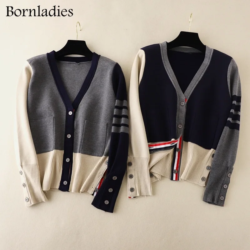 Bornladies 2021 Autumn Winter Stylish Loose Contrast Cardigan Sweater for Women Fashion Soft Kniited Sweater Women Pull
Bornladies 2021 Autumn Winter Stylish Loose Contrast Cardigan Sweater for Women Fashion Soft Kniited Sweater Women Pull