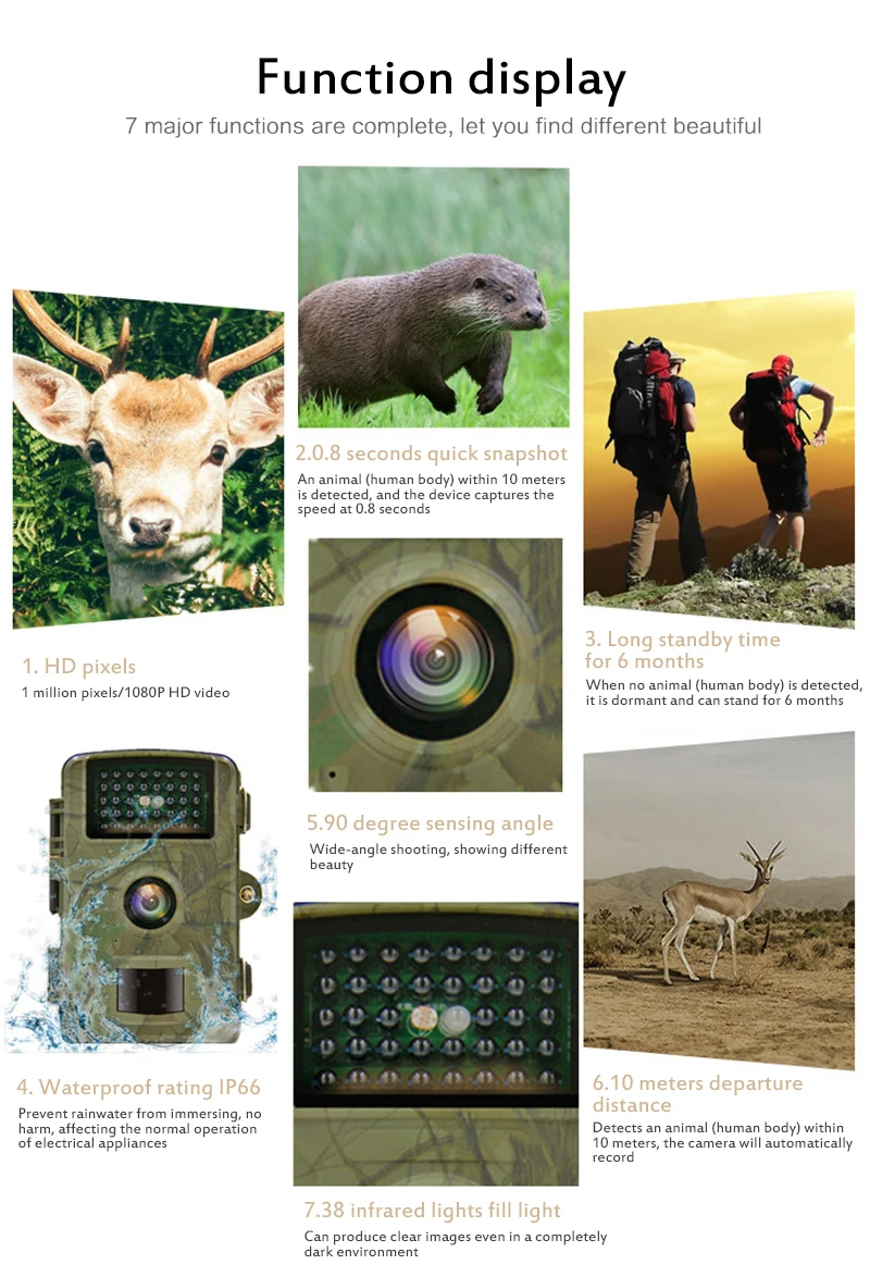 1080P Wildlife Trail Camera Photo Trap Infrared Hunting Cameras Outdoor Wireless Surveillance Tracking Camera
1080P Wildlife Trail Camera Photo Trap Infrared Hunting Cameras Outdoor Wireless Surveillance Tracking Camera
