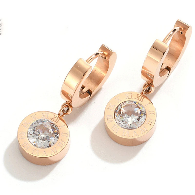 karopel Fashion Cubic Zirconia Round Roma Number Steel Earrings Charming High Quality Jewelry for Women Girls
karopel Fashion Cubic Zirconia Round Roma Number Steel Earrings Charming High Quality Jewelry for Women Girls
