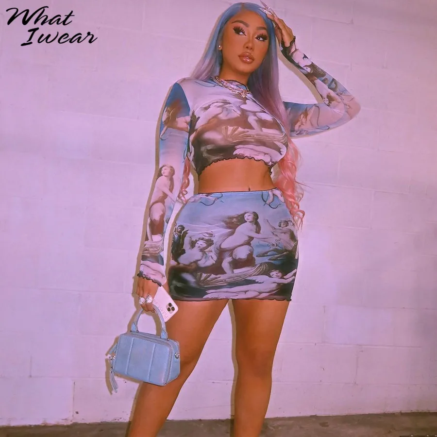 Angel Print Crop Top Elastic Skinny Mini Skirts Two Piece Set Woman Female High Waist Suits Streetwear Female Outfit
Angel Print Crop Top Elastic Skinny Mini Skirts Two Piece Set Woman Female High Waist Suits Streetwear Female Outfit