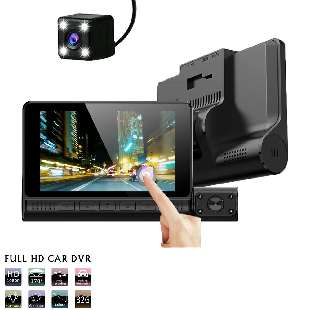 3 Cameras Lens 4.0 Inch Touch Screen Car Dvr Video Recorder FHD 1080P Auto Dash Camera support Rear view Camera
3 Cameras Lens 4.0 Inch Touch Screen Car Dvr Video Recorder FHD 1080P Auto Dash Camera support Rear view Camera