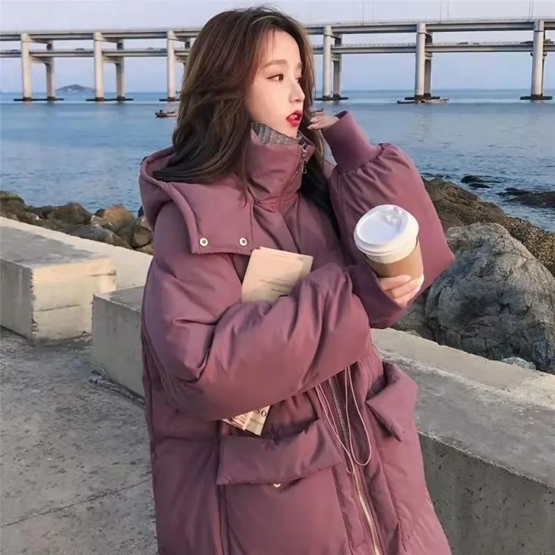 2022 Winter Korean Loose Down cotton Jacket Womens Thick Hooded Parkas Windproof Warm Long Snow Outerwear Female Casual Clothing 
2022 Winter Korean Loose Down cotton Jacket Womens Thick Hooded Parkas Windproof Warm Long Snow Outerwear Female Casual Clothing