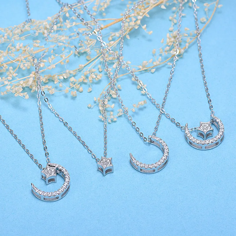 925 Sterling Silver Female Necklace Chain 4 Ways Detachable Wear Lucky Star & Moon Pendants Necklace for Women Jewelry
925 Sterling Silver Female Necklace Chain 4 Ways Detachable Wear Lucky Star & Moon Pendants Necklace for Women Jewelry