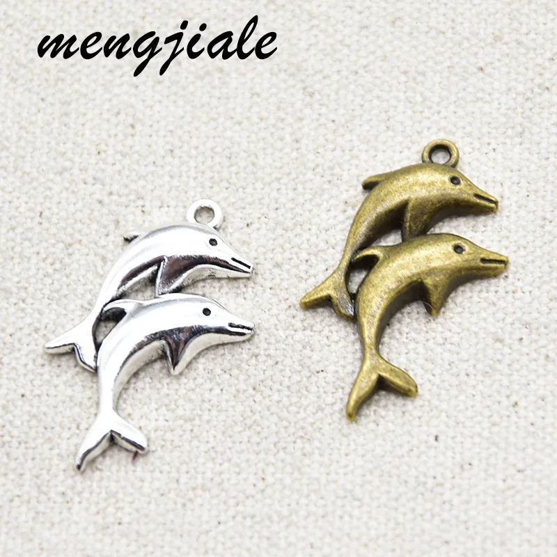 10pcs Wholesale Two Color Dolphin Charms Zinc Alloy Metal Fish Pendants For DIY Handmade Jewelry Accessories Making 33*23mm
10pcs Wholesale Two Color Dolphin Charms Zinc Alloy Metal Fish Pendants For DIY Handmade Jewelry Accessories Making 33*23mm