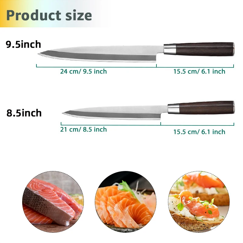 Japanese Sashimi Knife Fish Filleting Sushi Slicing Carving 7CR17 440C High Carbon Stainless Steel Fish Slicing Knife
Japanese Sashimi Knife Fish Filleting Sushi Slicing Carving 7CR17 440C High Carbon Stainless Steel Fish Slicing Knife