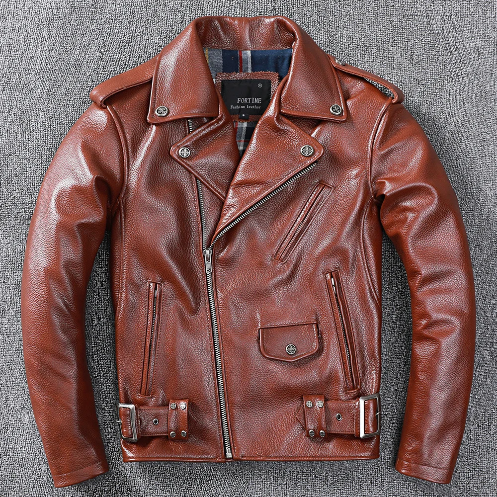 Heavy Classical Perfecto Jacket Motorcycle & Jackets Men Top Natural Calf Skin Brown Leather Coat Men's Slim Clothing
Heavy Classical Perfecto Jacket Motorcycle & Jackets Men Top Natural Calf Skin Brown Leather Coat Men's Slim Clothing