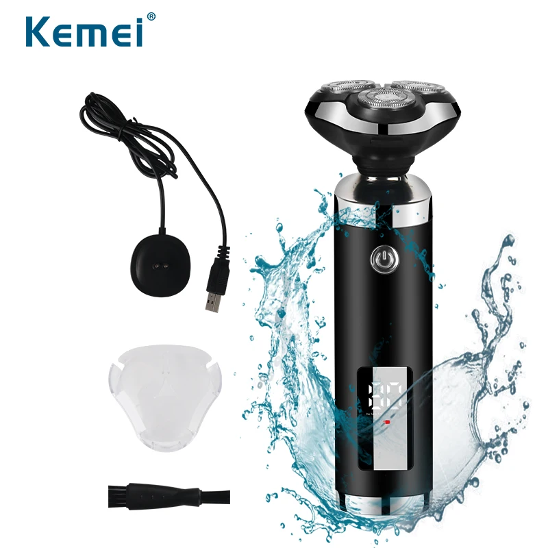Kemei USB Rechargeable Shaver Beard Razor Waterproof Triple Blade 3D Floating Electric Shaving Razors LCD Men Face Beard Trimmer
Kemei USB Rechargeable Shaver Beard Razor Waterproof Triple Blade 3D Floating Electric Shaving Razors LCD Men Face Beard Trimmer