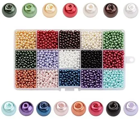 3400PCS Craft Pearl Beads 15 Color Dyed Round Glass Pearl Beads 4mm Pearlized Round Beads Tiny Satin Loose Luster Beads
3400PCS Craft Pearl Beads 15 Color Dyed Round Glass Pearl Beads 4mm Pearlized Round Beads Tiny Satin Loose Luster Beads
