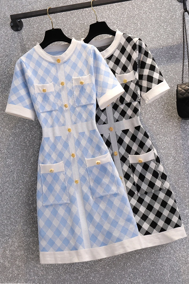 Womens Knitted weave knitting Plaid Dress Cute Plus Size L-4XL XXL XXXL 3XL XXXXL Slim Casual Blouses Elegant Birthday Dresses 
Womens Knitted weave knitting Plaid Dress Cute Plus Size L-4XL XXL XXXL 3XL XXXXL Slim Casual Blouses Elegant Birthday Dresses