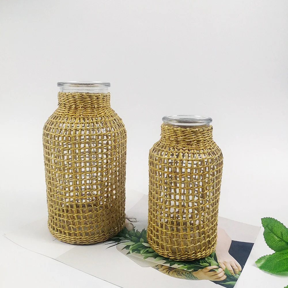 Accessoires Maison Retro Straw Woven Glass Vase Creative Aquaculture Plant Flower Arrangement Container Ornaments Home Decor
Accessoires Maison Retro Straw Woven Glass Vase Creative Aquaculture Plant Flower Arrangement Container Ornaments Home Decor