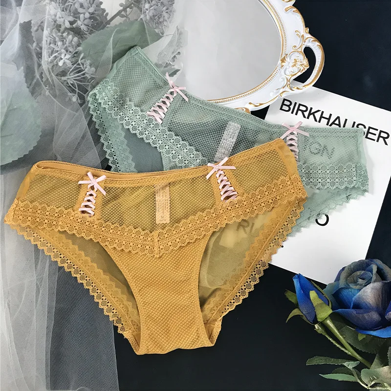 Women Lace Sexy Panties Mesh Transparent Briefs Underpants Comfortable Soft Low Waist Underwear Fashion Bow Female Lingerie New
Women Lace Sexy Panties Mesh Transparent Briefs Underpants Comfortable Soft Low Waist Underwear Fashion Bow Female Lingerie New