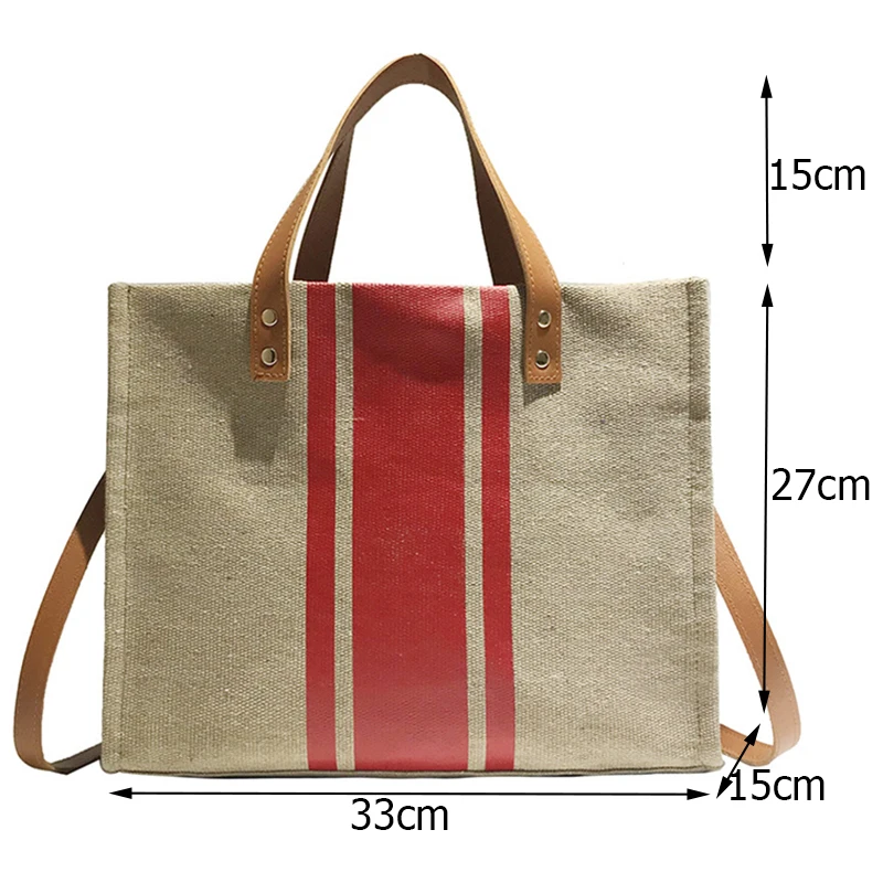 Casual Canvas Handbag For Women Fashion Linen Stripe Lady Totes Large Capacity Shoulder Bag Contrast Color Girl Top-handle Bag
Casual Canvas Handbag For Women Fashion Linen Stripe Lady Totes Large Capacity Shoulder Bag Contrast Color Girl Top-handle Bag