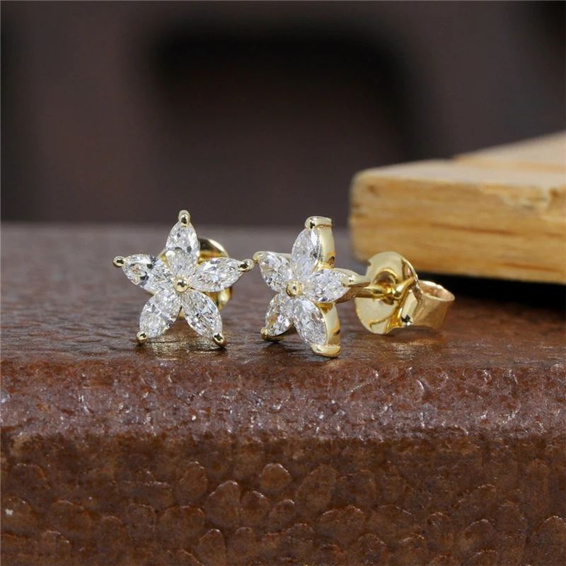 RandH Marquis Star Moissanite Earring 18K Yellow Solid Gold 4*2mm Fashion Floral Bridal Shower For Women Vintage Stud Earrings
RandH Marquis Star Moissanite Earring 18K Yellow Solid Gold 4*2mm Fashion Floral Bridal Shower For Women Vintage Stud Earrings