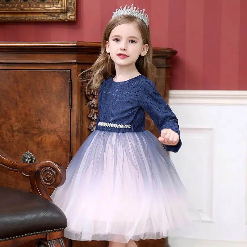 Flower Girl Dress Rhinestones Lace Navy Long Sleeve Party Dress Ball Gown for Wedding Princess Dress Children Clothes E9953
Flower Girl Dress Rhinestones Lace Navy Long Sleeve Party Dress Ball Gown for Wedding Princess Dress Children Clothes E9953