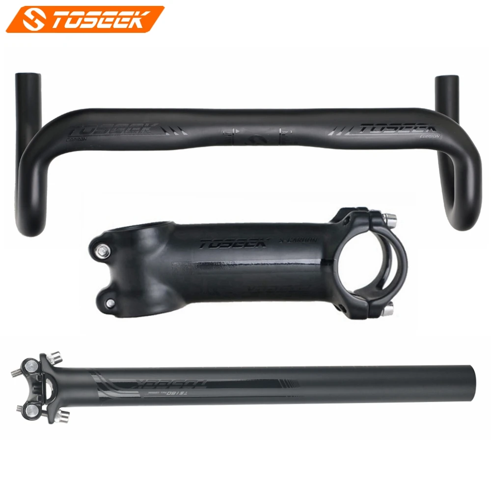 TOSEEK Black Matte Carbon Fiber Bike Road Handlebar Sets Handlebars Stem SeatPost For Cycling Road Bicycle Parts
TOSEEK Black Matte Carbon Fiber Bike Road Handlebar Sets Handlebars Stem SeatPost For Cycling Road Bicycle Parts