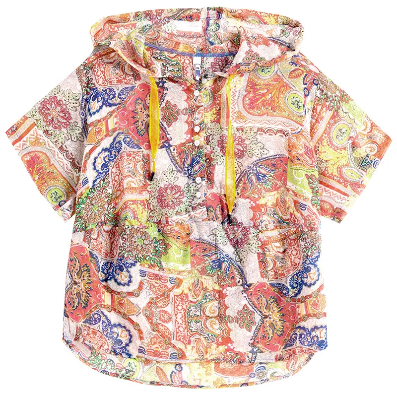 Chiffon Shirts Women's Hooded Printing Soft Thin Sunscreen T-shirt 2021 Summer New Loose Tops And Tees With Hat Pullovers
Chiffon Shirts Women's Hooded Printing Soft Thin Sunscreen T-shirt 2021 Summer New Loose Tops And Tees With Hat Pullovers
