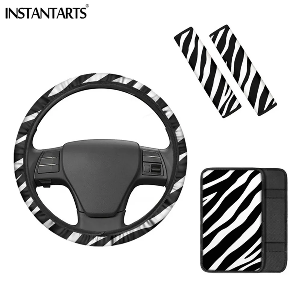 INSTANTARTS 3D Zebra Pattern Black and White Universal Car Seat Belt Backpack Belt Cover Gifts Personalized Steering Wheel Cover
INSTANTARTS 3D Zebra Pattern Black and White Universal Car Seat Belt Backpack Belt Cover Gifts Personalized Steering Wheel Cover