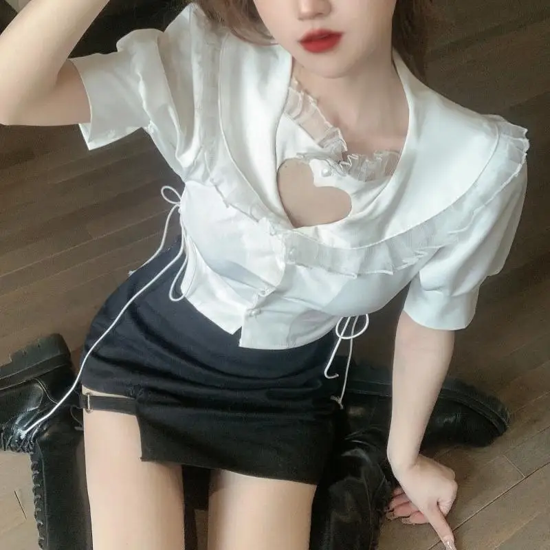 ZAWAHIKI Hollow Out Sexy Tops Solid White Bandage 2021 Summer Women Blouses Korean Sweet Short Vintage Blusas Mujer Slim
ZAWAHIKI Hollow Out Sexy Tops Solid White Bandage 2021 Summer Women Blouses Korean Sweet Short Vintage Blusas Mujer Slim