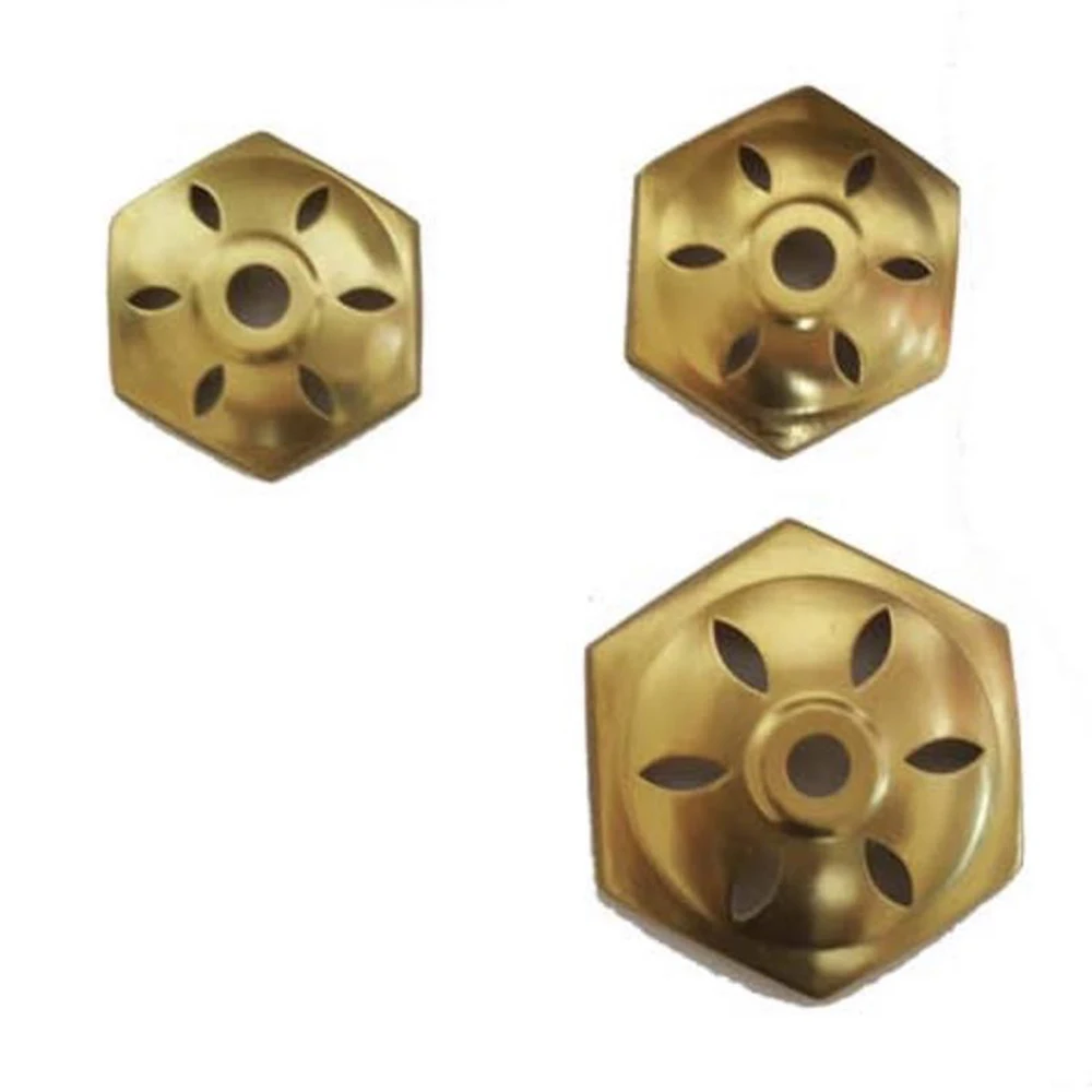 6-sided Hexagonal shape stamped brass vase cap for lamp-unfiished brass
6-sided Hexagonal shape stamped brass vase cap for lamp-unfiished brass