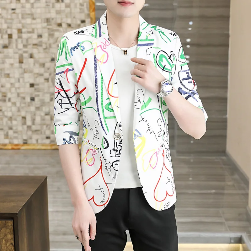 New Summer Men's Half Sleeve One Button Blazers Jacket Slim Fit Printed Thin Coat B4
New Summer Men's Half Sleeve One Button Blazers Jacket Slim Fit Printed Thin Coat B4