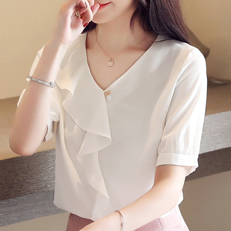 2021 New Fashion Summer Women Blouse Loose Short Sleeve V-neck Women Clothing Women Tops Casual Solid Elegant Blouse 5236 50
2021 New Fashion Summer Women Blouse Loose Short Sleeve V-neck Women Clothing Women Tops Casual Solid Elegant Blouse 5236 50
