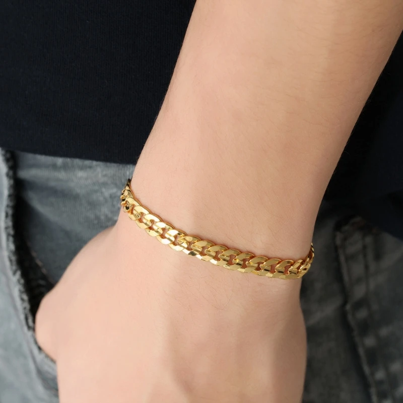 Gold Stainless Steel Bracelet 6mm Width Curb Chain Link Bracelet Fashion Jewelry X7XB
Gold Stainless Steel Bracelet 6mm Width Curb Chain Link Bracelet Fashion Jewelry X7XB