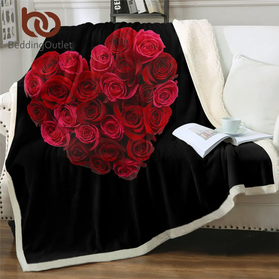 

Постельное белье на выход, покрывало в виде сердца, красное покрывало с узором в виде роз, подарок на день Святого Валентина, плюшевое одеяло...