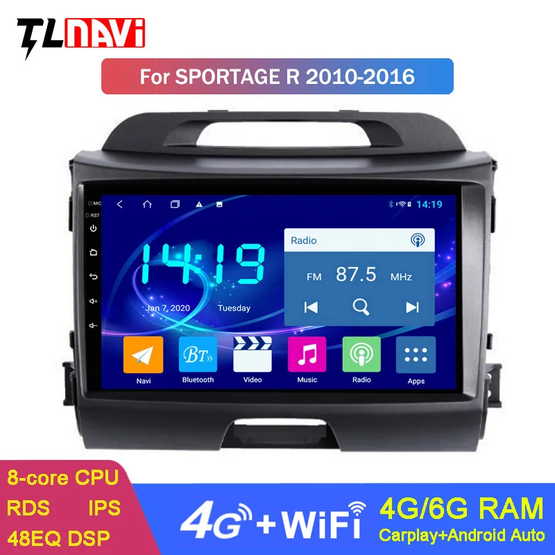 CARPLAY 6G + 128G Android 10 для KIA Sportage R 2010 2016 Автомобильная Мультимедийная система GPS